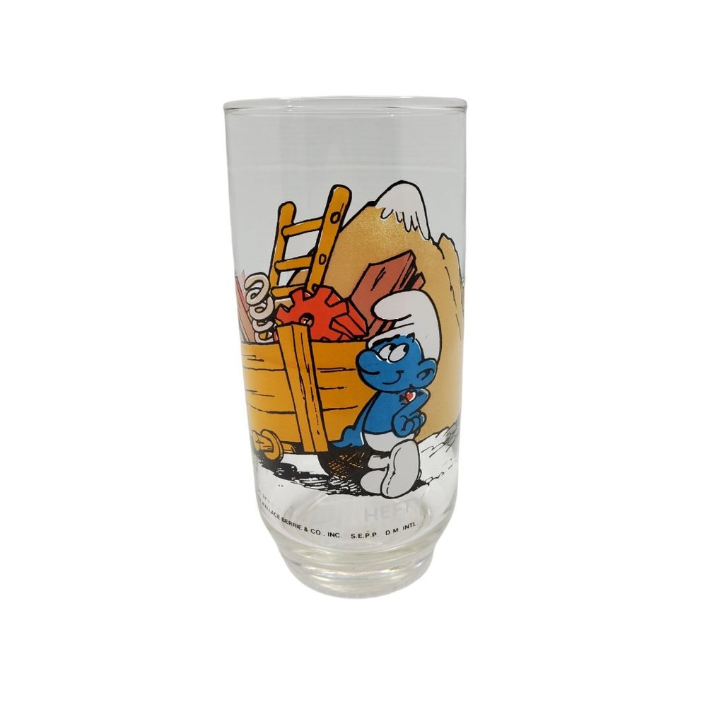 vintage 1982 peyo wallace berrie hefty smurf collectible drinking glass